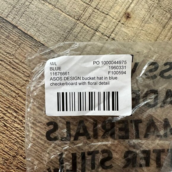 ASOS Bucket Hat Blue & White Checkered With Floral & Yin-Yang Print Size M/L - Picture 7 of 7